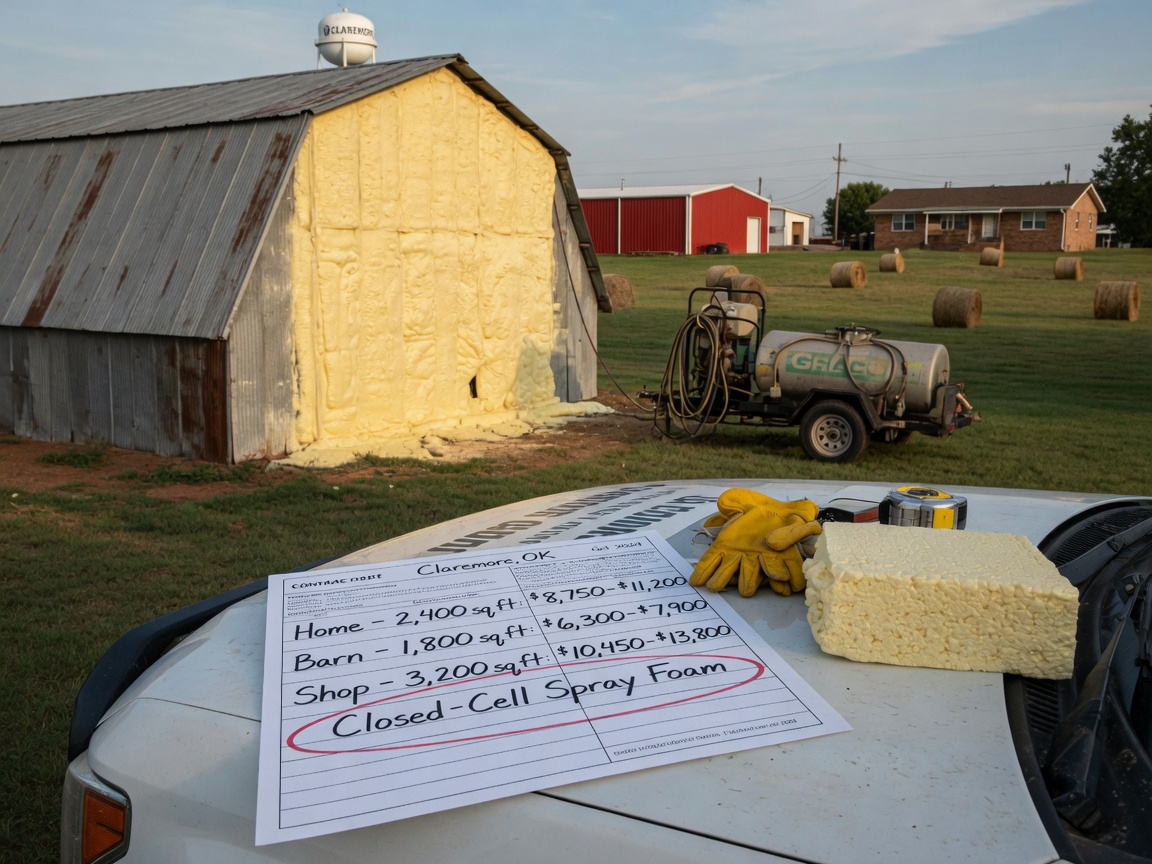 Closed-Cell Spray Foam Cost in Claremore: Prices for Homes, Barns and Shops